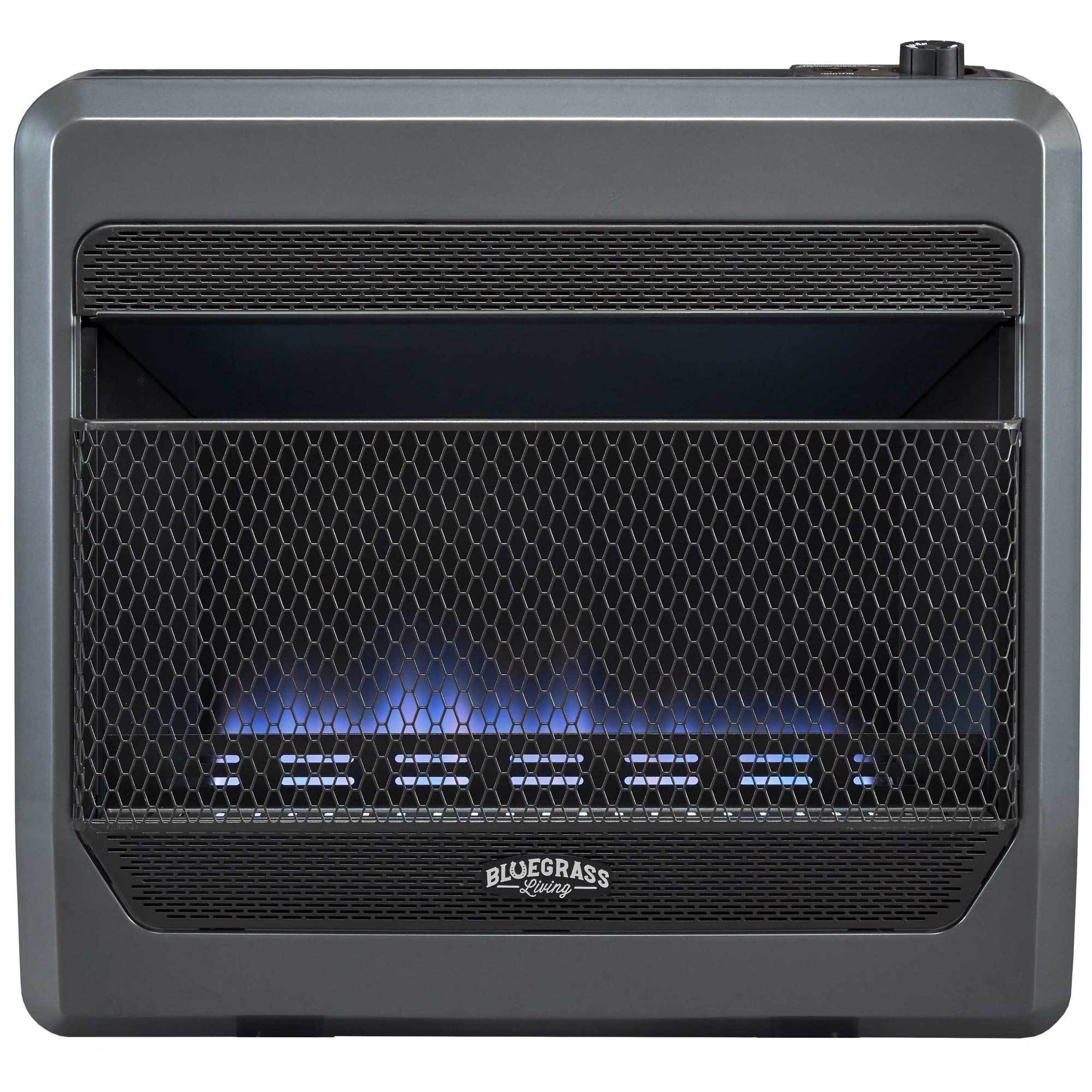 Bluegrass Living, NG Gas VentFree Blue Flame Gas Heater With Blower, Heat Output 30000 Btu/hour, Heating Capability 1500 ft², Model# B30TNB-BB